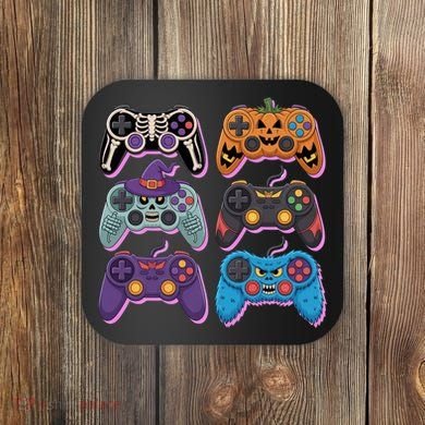 Cute Halloween Skeleton Zombie Gaming Control Gamer Coaster