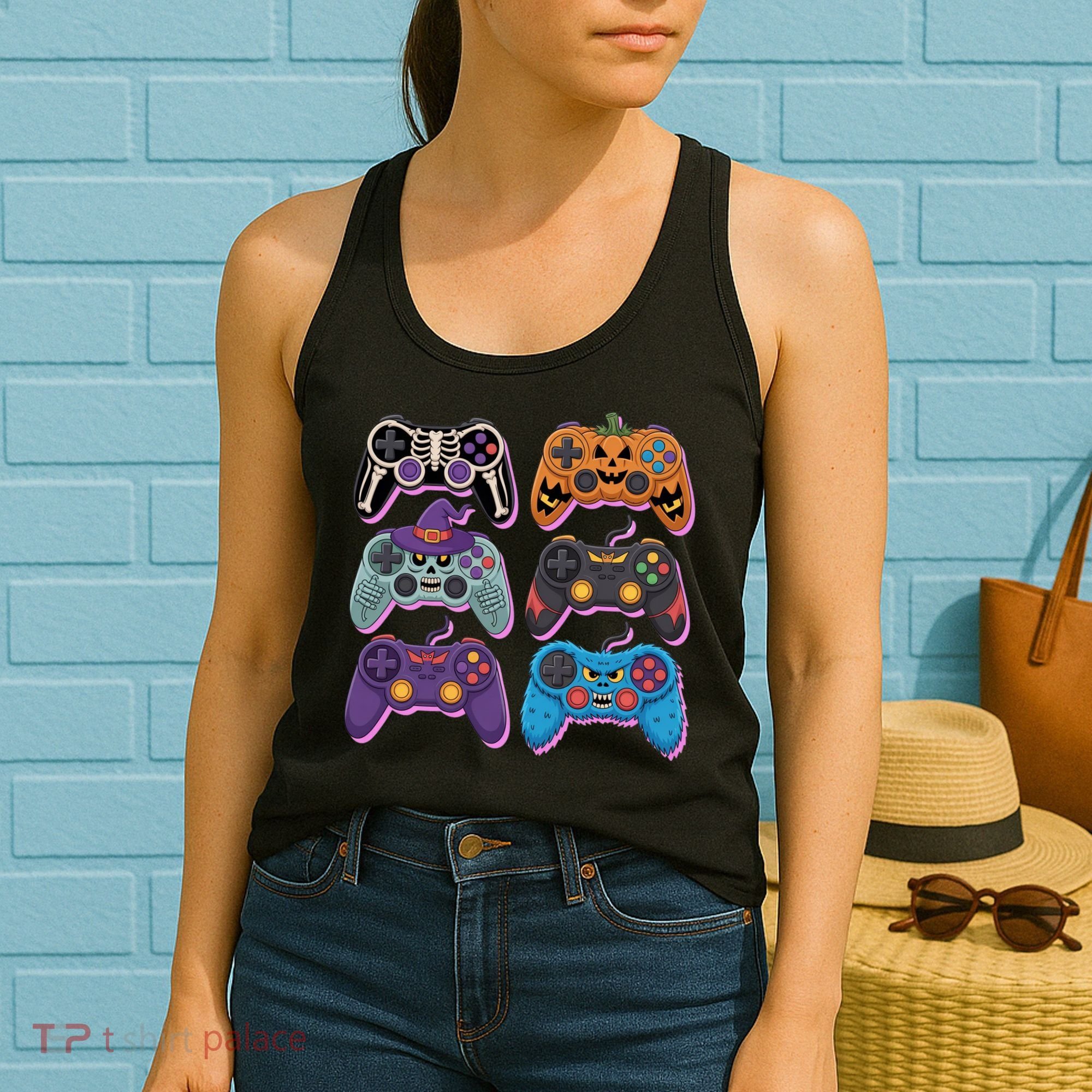 Cute Halloween Skeleton Zombie Gaming Control Gamer Women's Tank Top