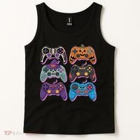 Cute Halloween Skeleton Zombie Gaming Control Gamer Tank Top thumb 2