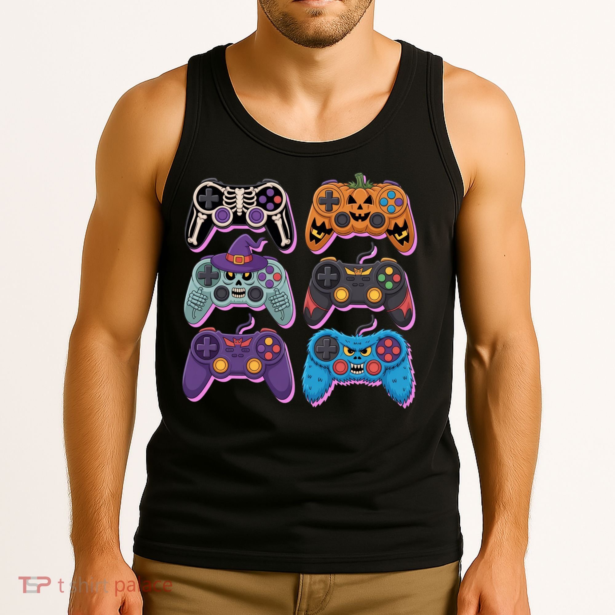 Cute Halloween Skeleton Zombie Gaming Control Gamer Tank Top