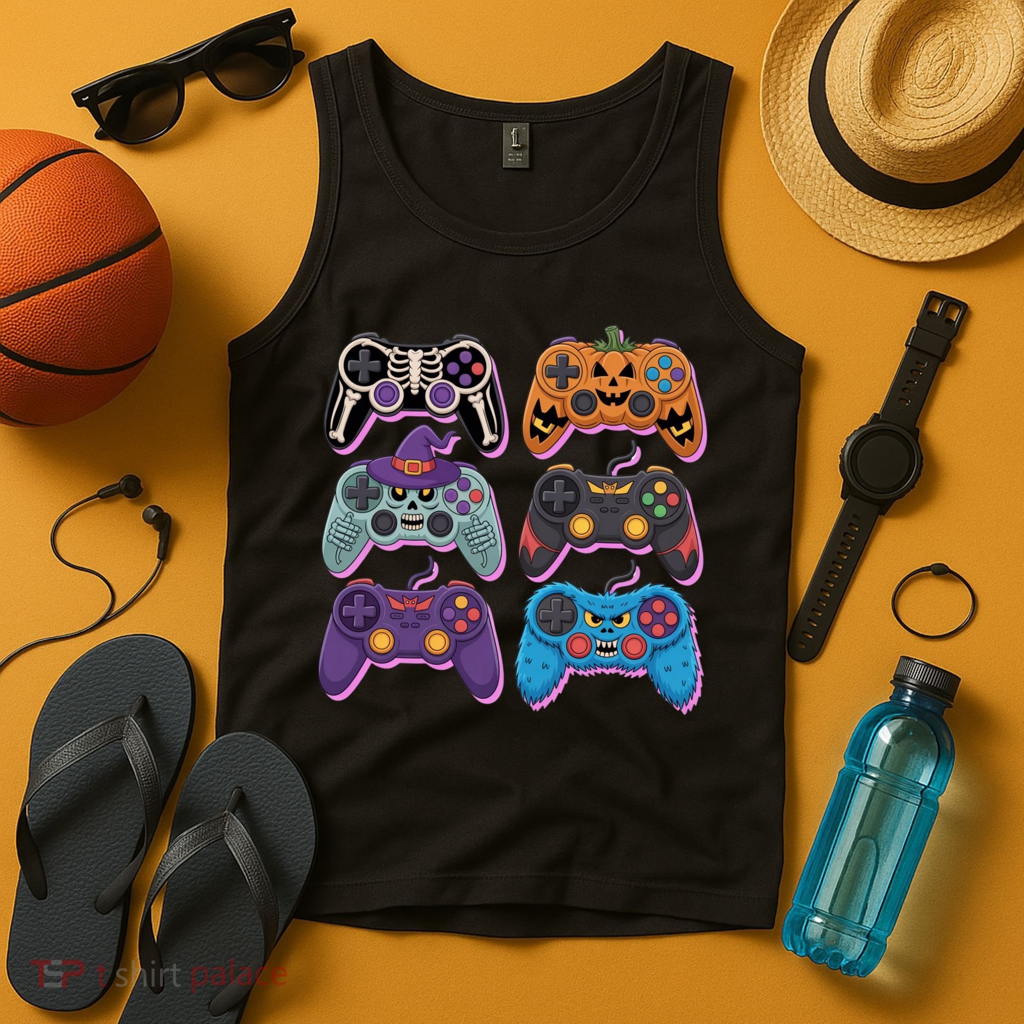 Cute Halloween Skeleton Zombie Gaming Control Gamer Tank Top