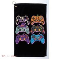 Cute Halloween Skeleton Zombie Gaming Control Gamer Golf Towel thumb 0