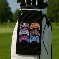 Cute Halloween Skeleton Zombie Gaming Control Gamer Golf Towel thumb 2