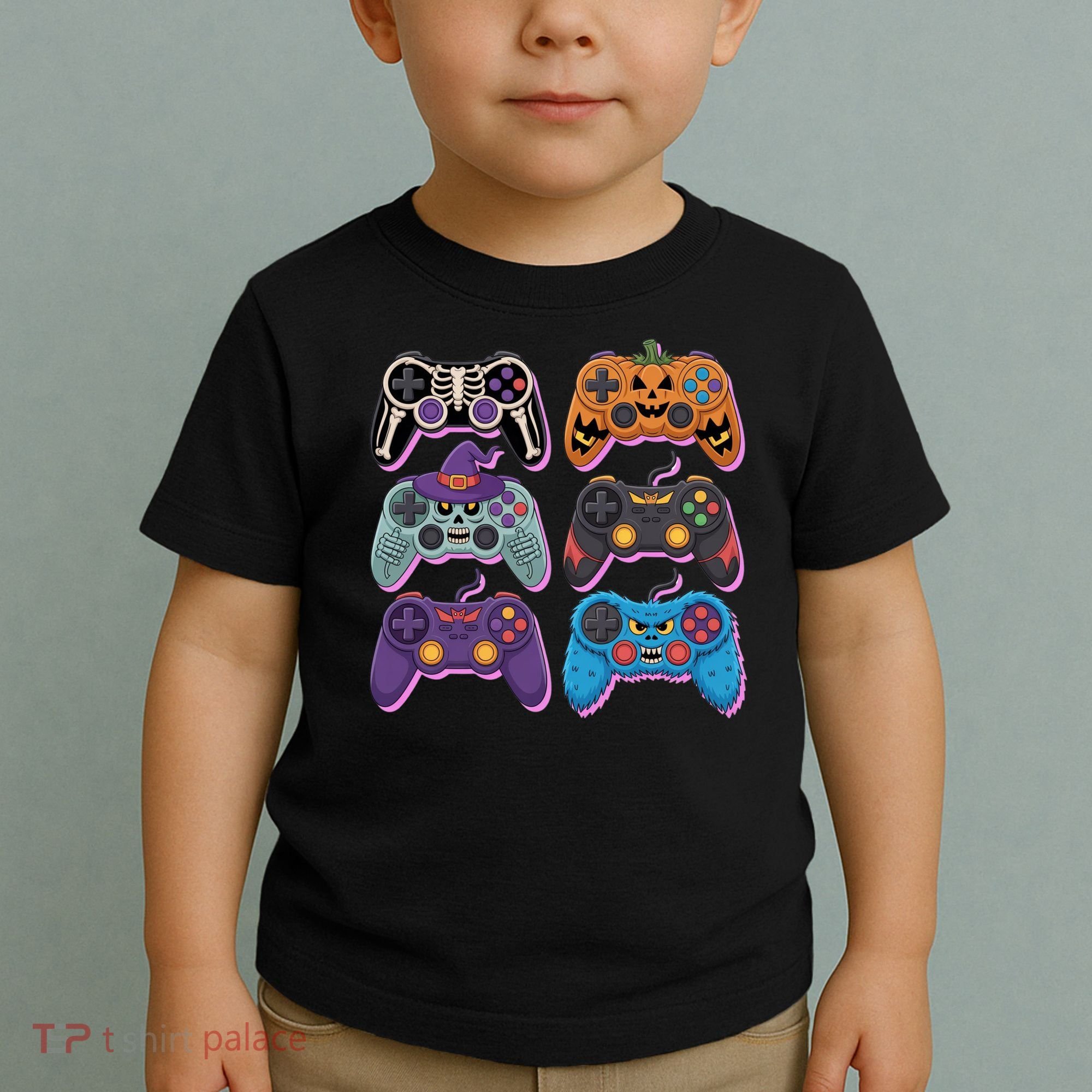 Cute Halloween Skeleton Zombie Gaming Control Gamer Toddler T-Shirt