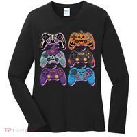 Cute Halloween Skeleton Zombie Gaming Control Gamer Women's Long Sleeve Shirt thumb 0