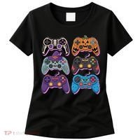 Cute Halloween Skeleton Zombie Gaming Control Gamer Women's T-Shirt thumb 0