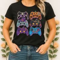 Cute Halloween Skeleton Zombie Gaming Control Gamer Women's T-Shirt thumb 2