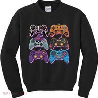 Cute Halloween Skeleton Zombie Gaming Control Gamer Kids Sweatshirt thumb 0