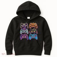 Cute Halloween Skeleton Zombie Gaming Control Gamer Kids Hoodie thumb 0