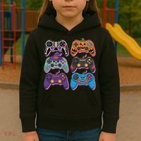 Cute Halloween Skeleton Zombie Gaming Control Gamer Kids Hoodie thumb 3