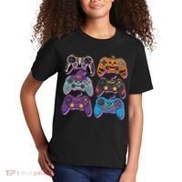 Cute Halloween Skeleton Zombie Gaming Control Gamer Kids T-Shirt thumb 2
