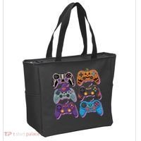 Cute Halloween Skeleton Zombie Gaming Control Gamer Tote Bag thumb 2