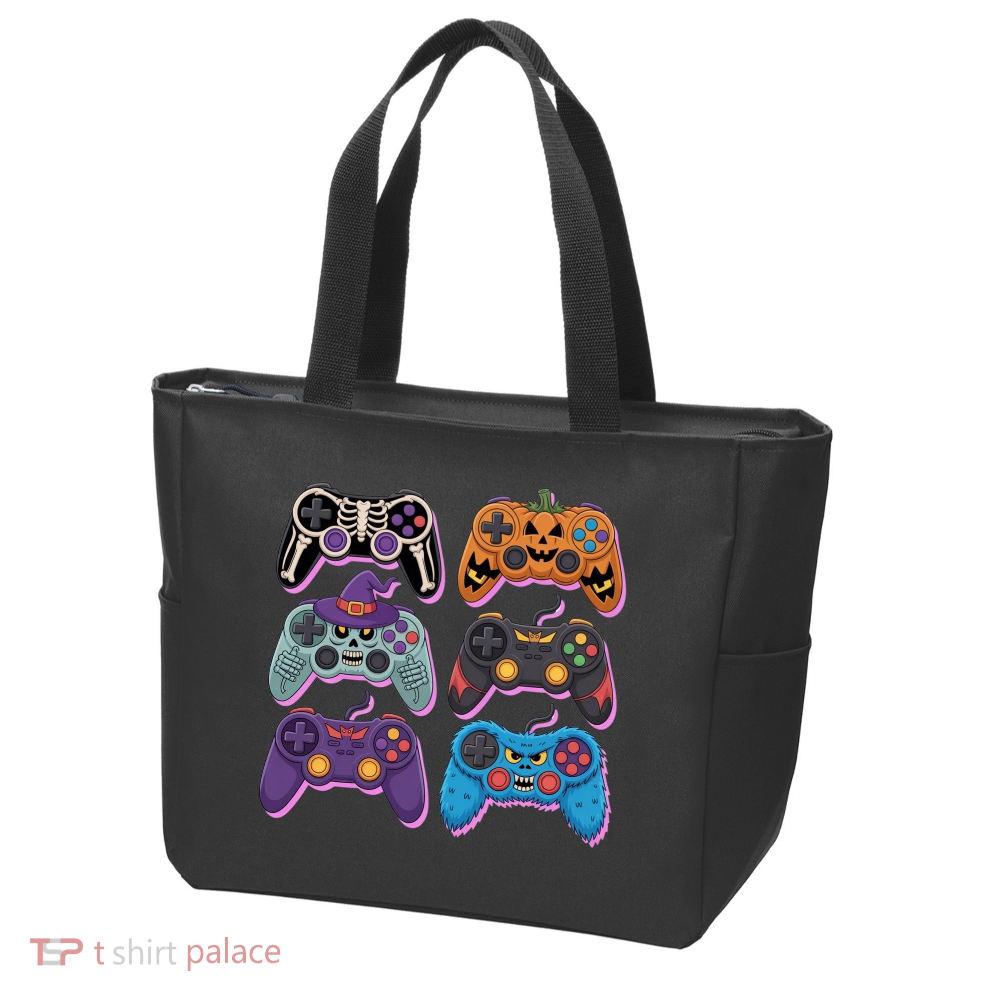 Cute Halloween Skeleton Zombie Gaming Control Gamer Tote Bag