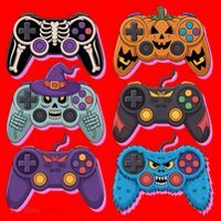 Cute Halloween Skeleton Zombie Gaming Control Gamer Santa Hat thumb 1