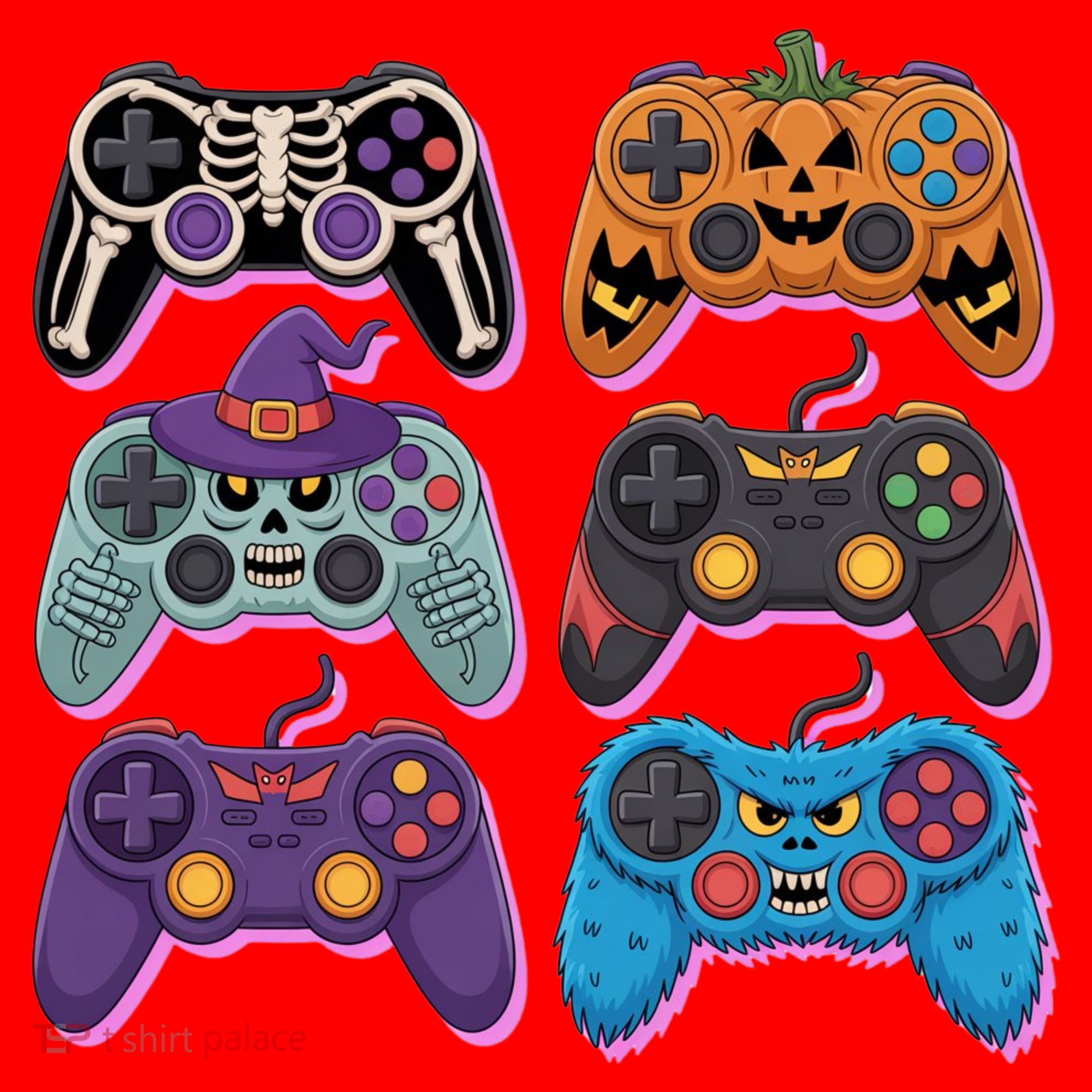Cute Halloween Skeleton Zombie Gaming Control Gamer Santa Hat