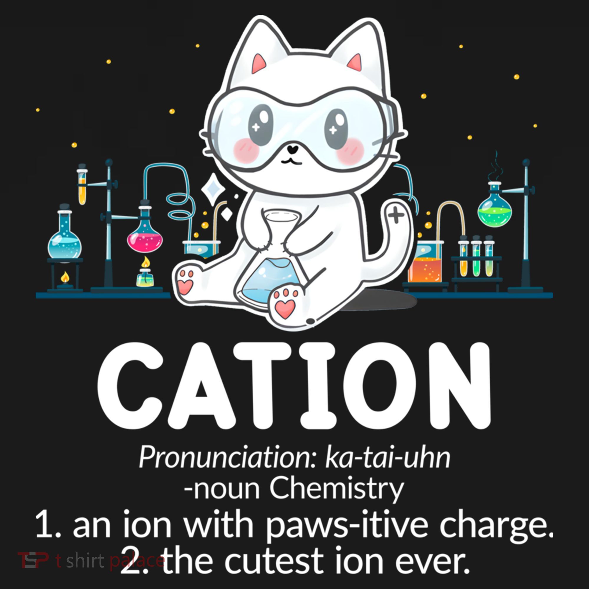 Chemistry Humor Science Teacher Cat Pun Cation Gift Doggie Tank