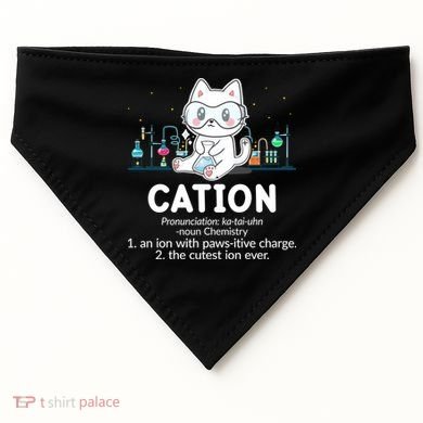 Chemistry Humor Science Teacher Cat Pun Cation Gift USA-Made Doggie Bandana