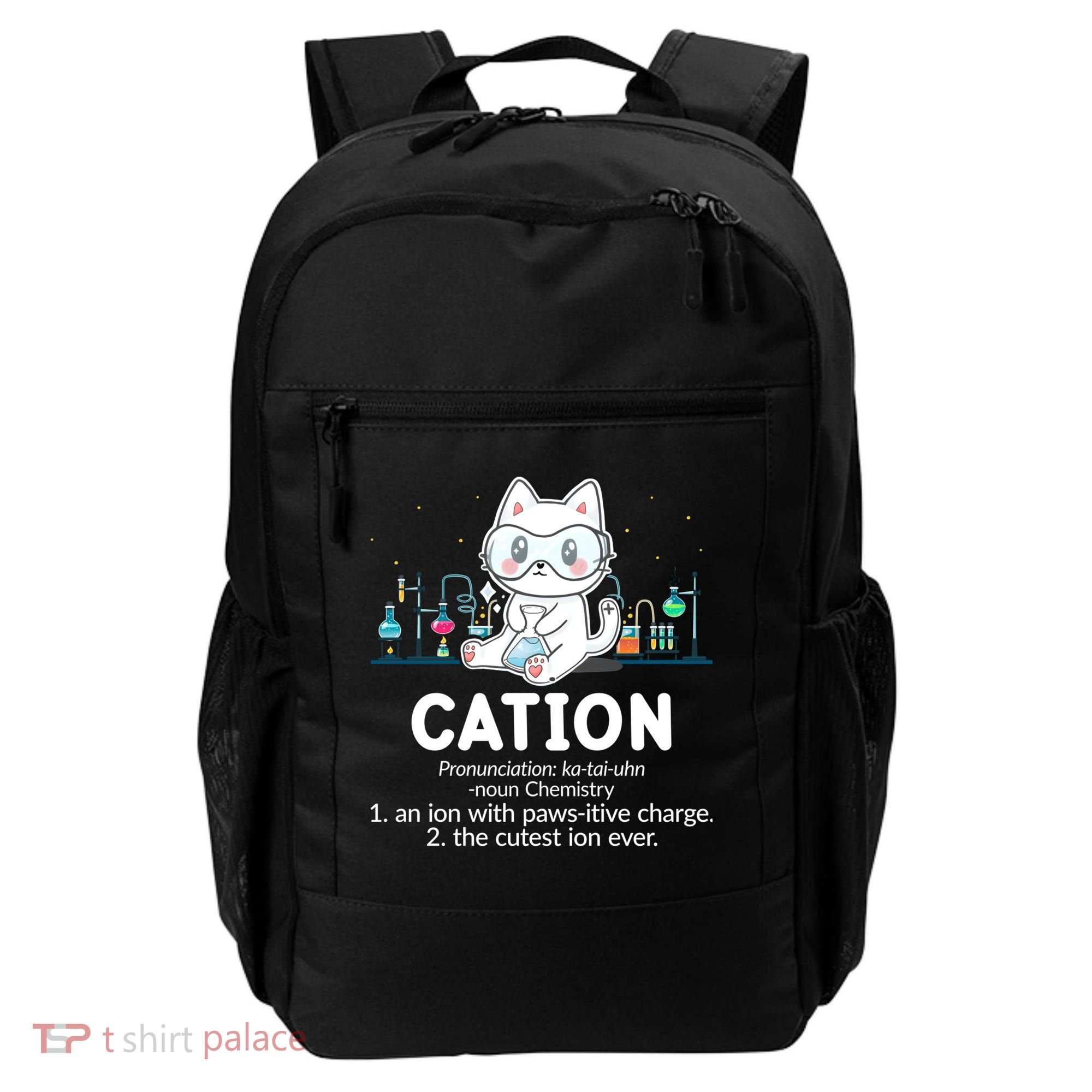 Chemistry Humor Science Teacher Cat Pun Cation Gift Backpack