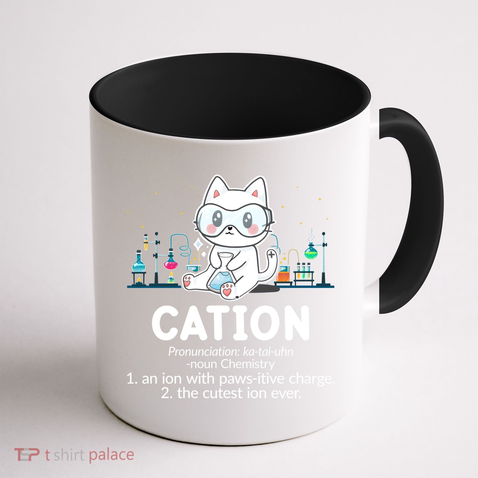 Chemistry Humor Science Teacher Cat Pun Cation Gift Coffee Mug