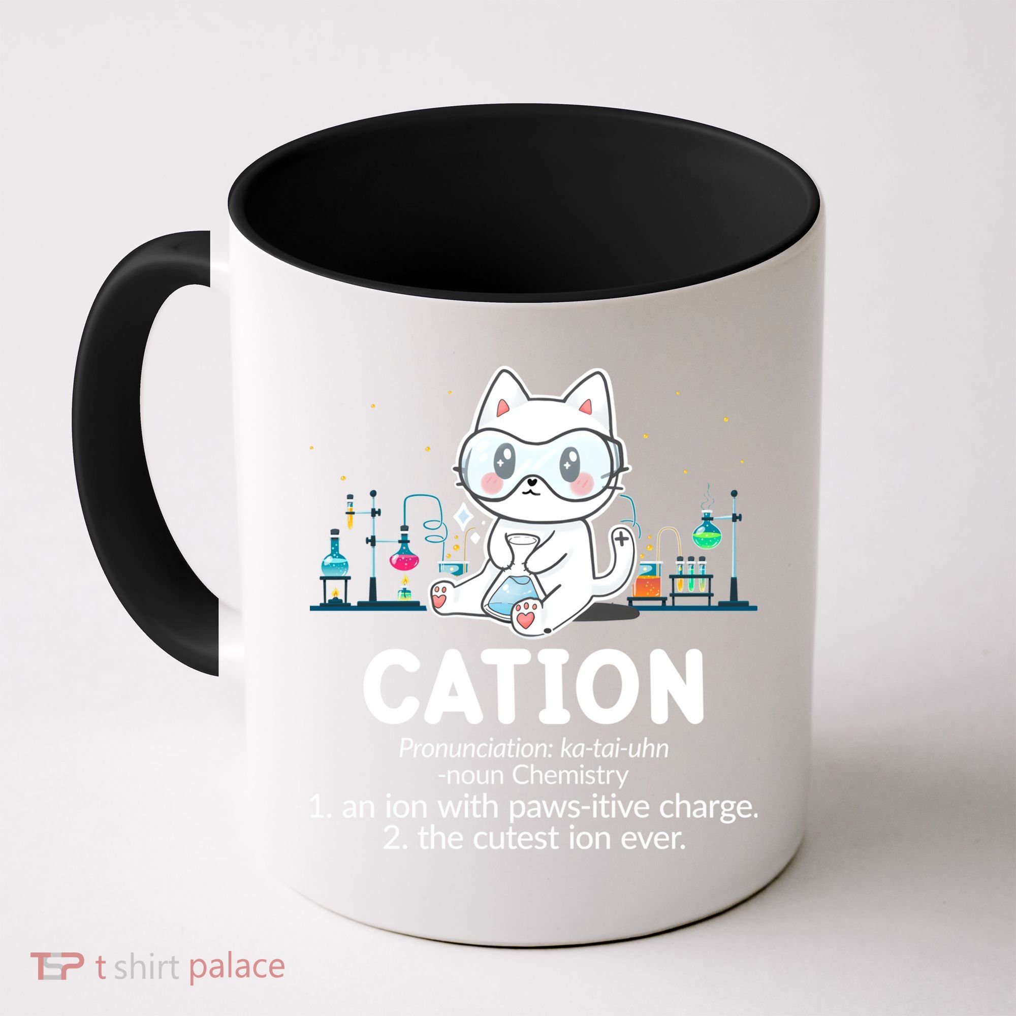 Chemistry Humor Science Teacher Cat Pun Cation Gift Coffee Mug