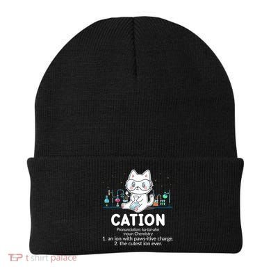 Chemistry Humor Science Teacher Cat Pun Cation Gift Beanie