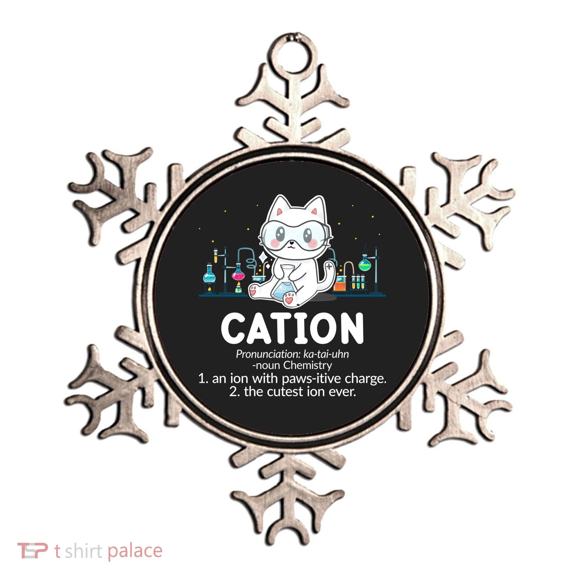 Chemistry Humor Science Teacher Cat Pun Cation Gift Ornament