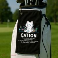 Chemistry Humor Science Teacher Cat Pun Cation Gift Golf Towel thumb 2