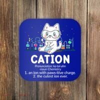 Chemistry Humor Science Teacher Cat Pun Cation Gift Coaster thumb 0
