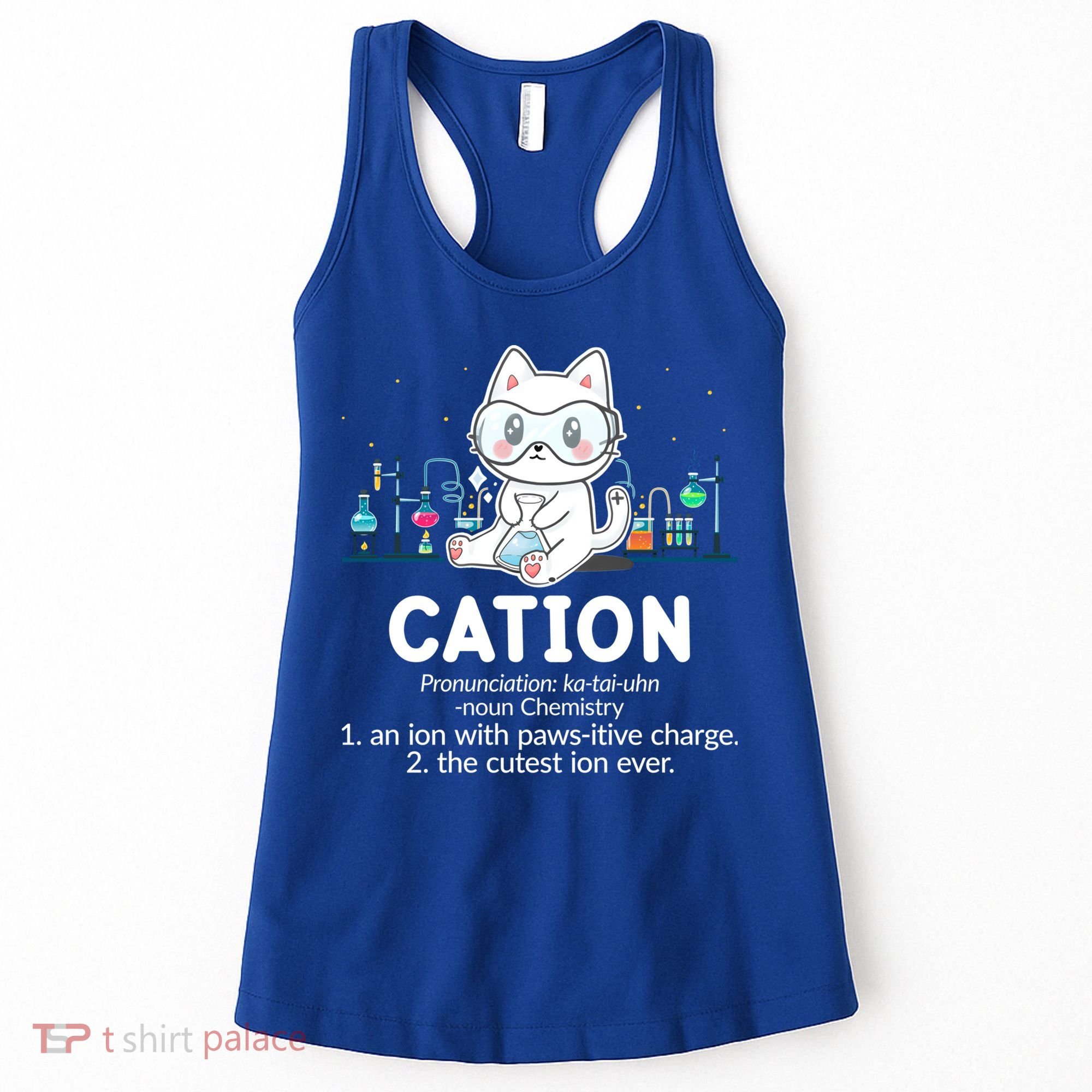 Chemistry Humor Science Teacher Cat Pun Cation Gift Women's Tank Top