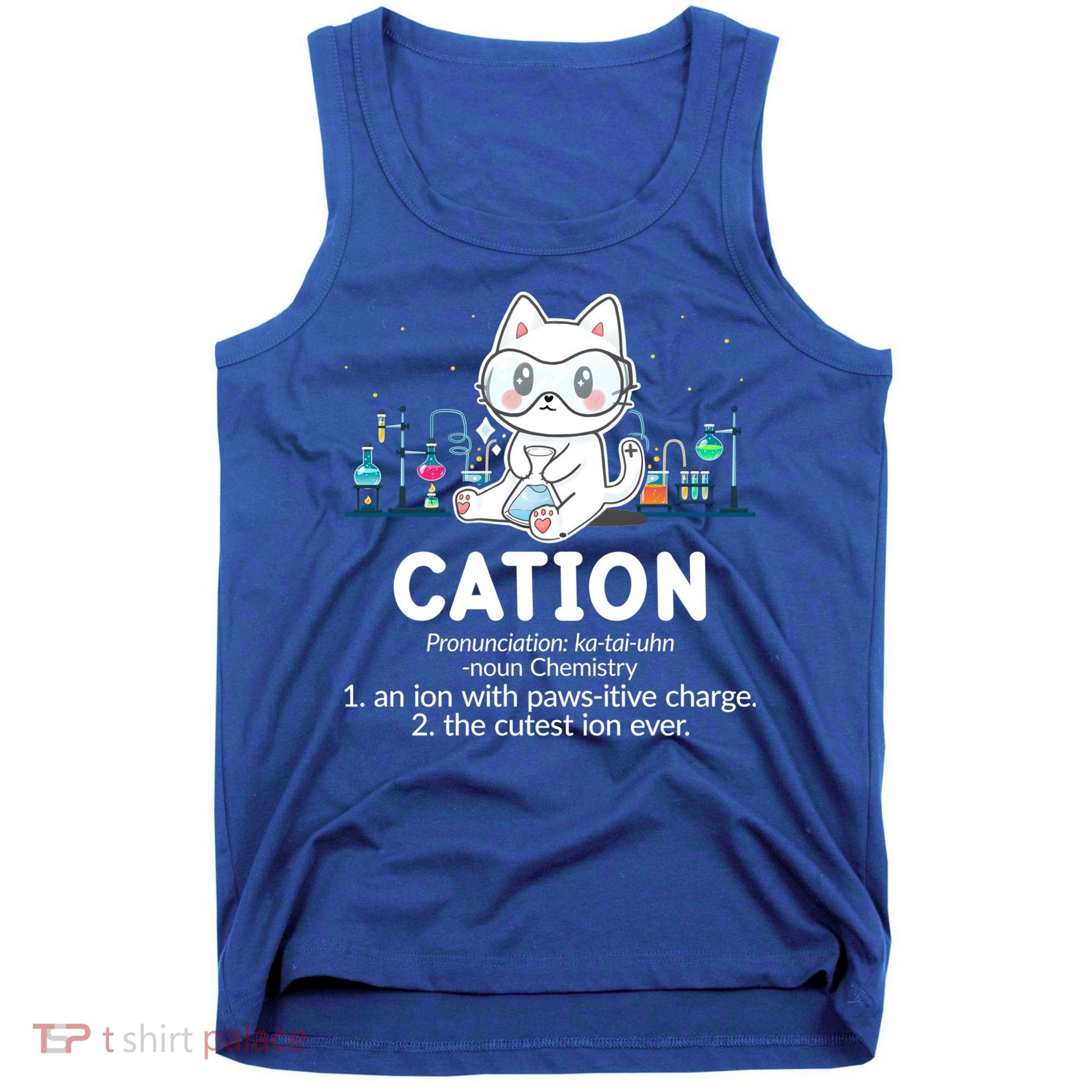 Chemistry Humor Science Teacher Cat Pun Cation Gift Tank Top