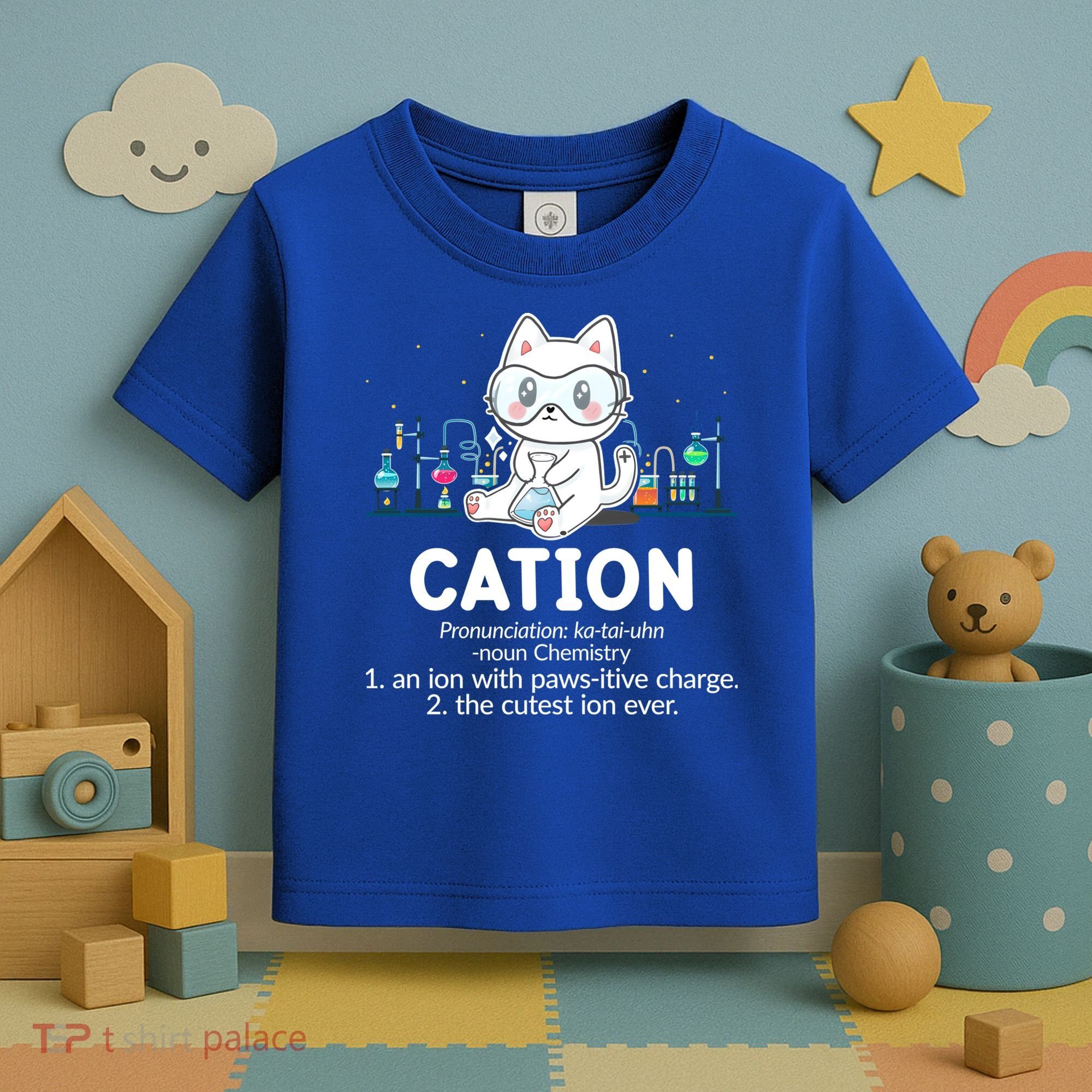 Chemistry Humor Science Teacher Cat Pun Cation Gift Toddler T-Shirt