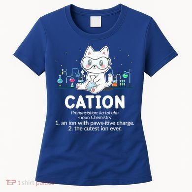 Chemistry Humor Science Teacher Cat Pun Cation Gift Women's T-Shirt