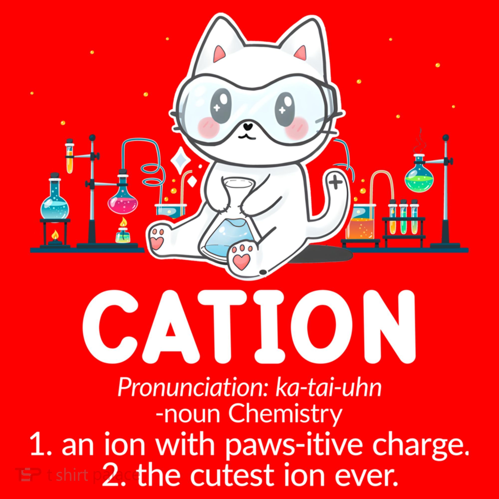 Chemistry Humor Science Teacher Cat Pun Cation Gift Santa Hat