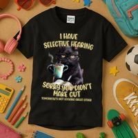 Cat Have Selective Hearing You Didnt Make Cut Funny Kids T-Shirt thumb 3