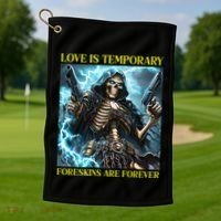 Cringe Hard Skeleton Meme Funny Foreskin Golf Towel thumb 1
