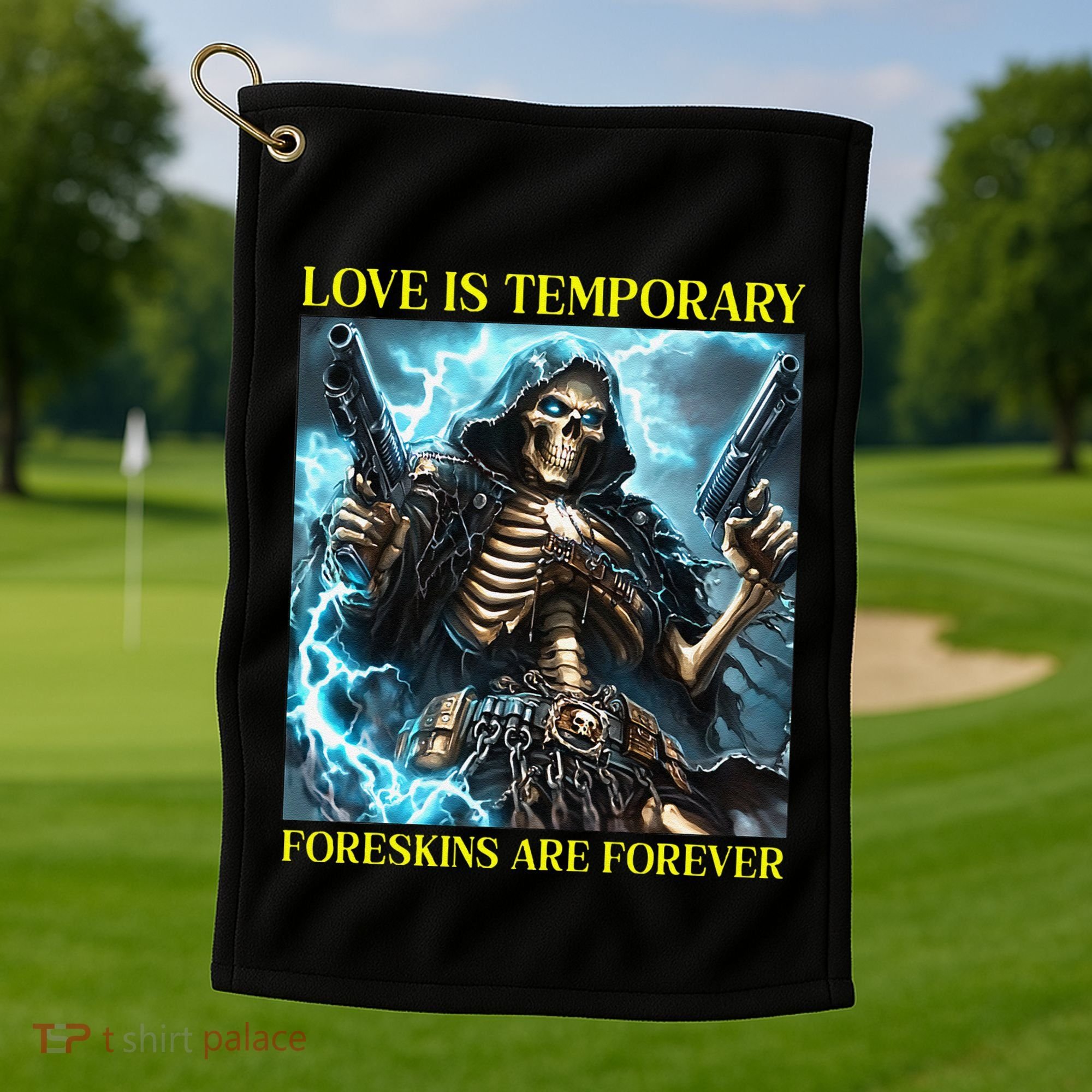 Cringe Hard Skeleton Meme Funny Foreskin Golf Towel