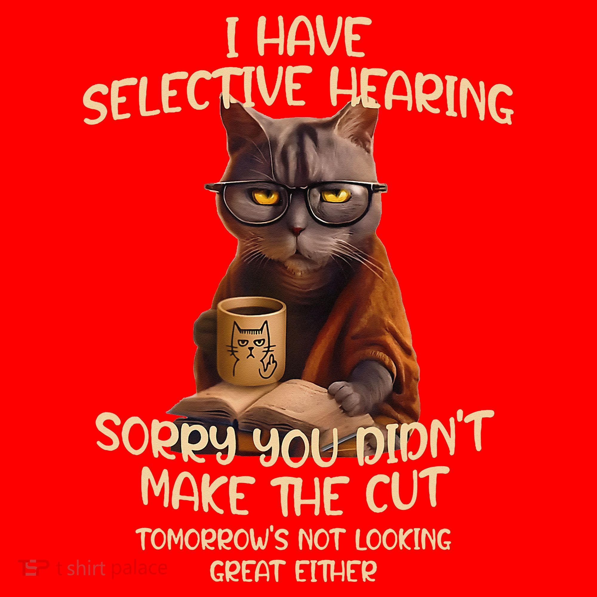 Cat Have Selective Hearing You Didnt Make Cut Funny Saying Santa Hat
