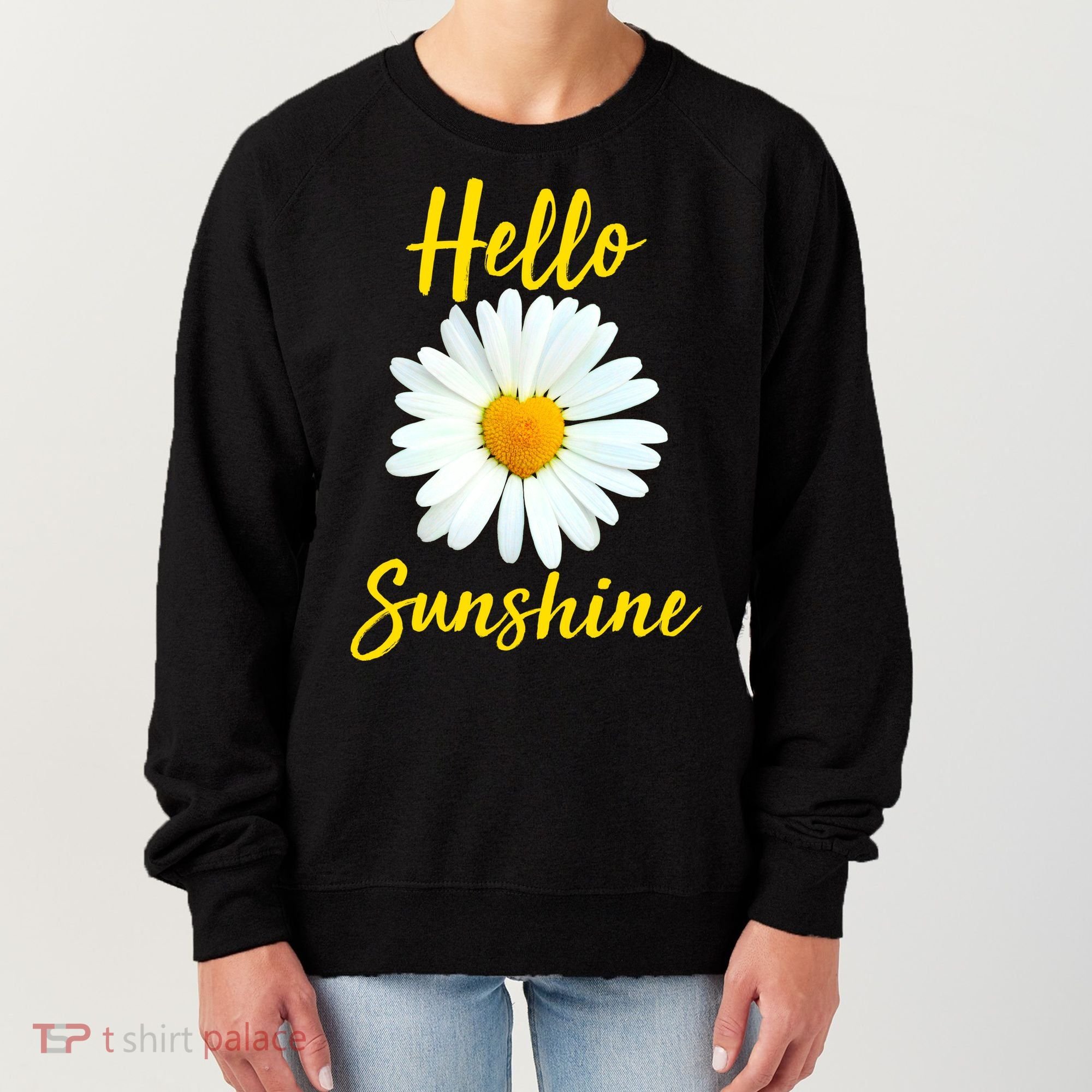 Cute Hello Sunshine Heart Daisy Flower Women's Sweatshirt