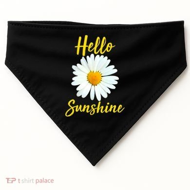 Cute Hello Sunshine Heart Daisy Flower USA-Made Doggie Bandana