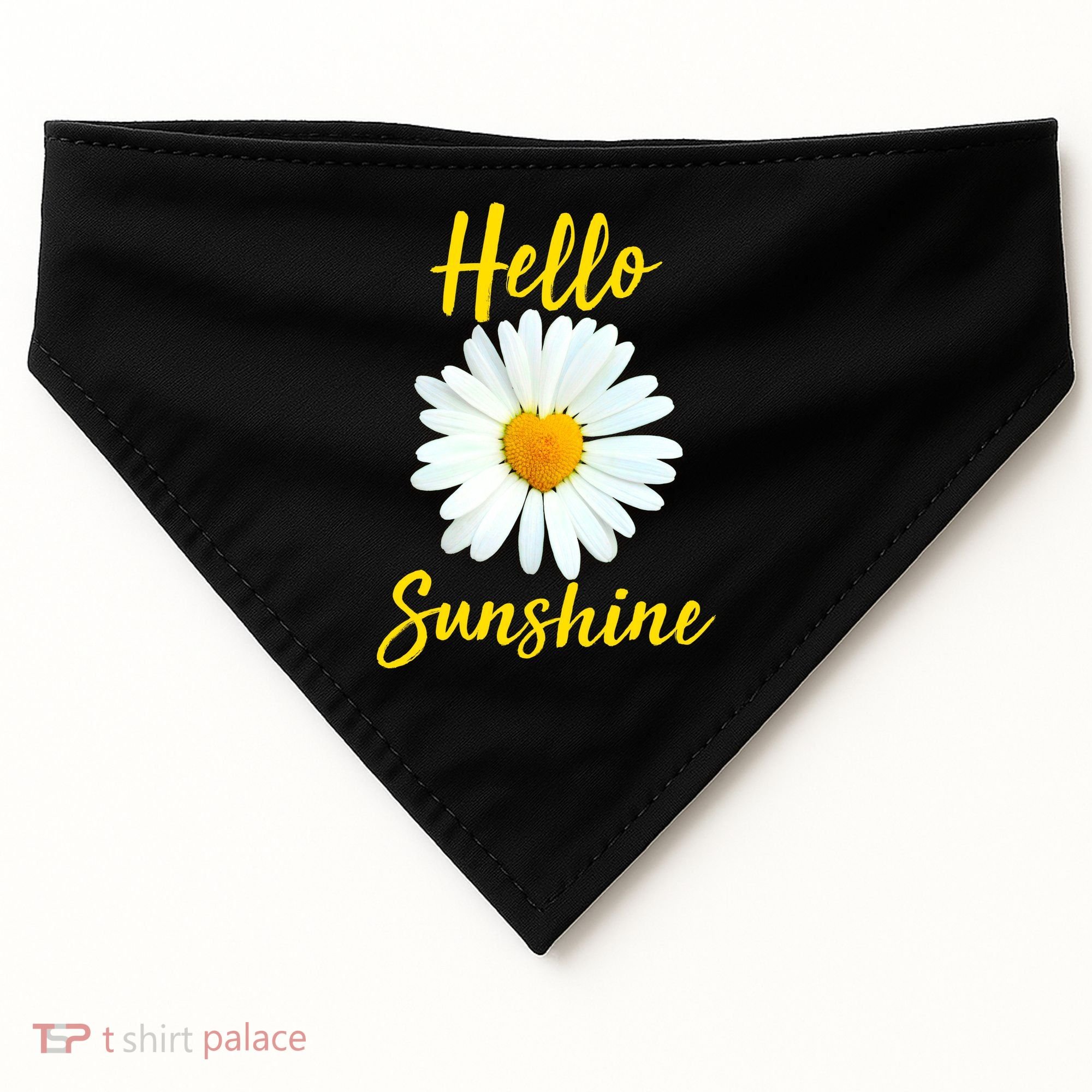 Cute Hello Sunshine Heart Daisy Flower USA-Made Doggie Bandana