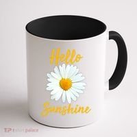 Cute Hello Sunshine Heart Daisy Flower Coffee Mug thumb 1