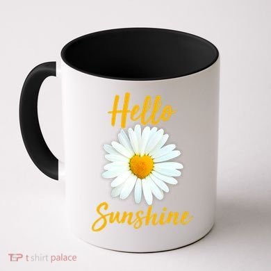 Cute Hello Sunshine Heart Daisy Flower Coffee Mug
