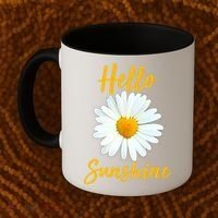 Cute Hello Sunshine Heart Daisy Flower Coffee Mug thumb 2