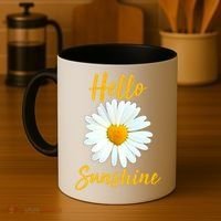 Cute Hello Sunshine Heart Daisy Flower Coffee Mug thumb 4