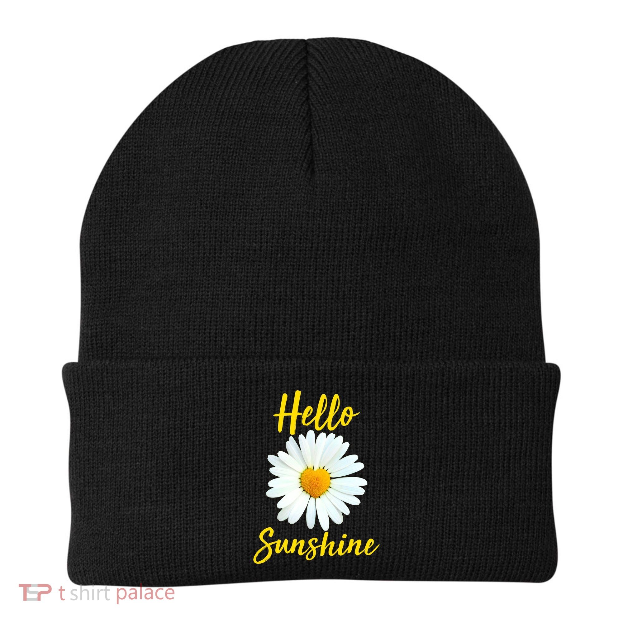 Cute Hello Sunshine Heart Daisy Flower Beanie