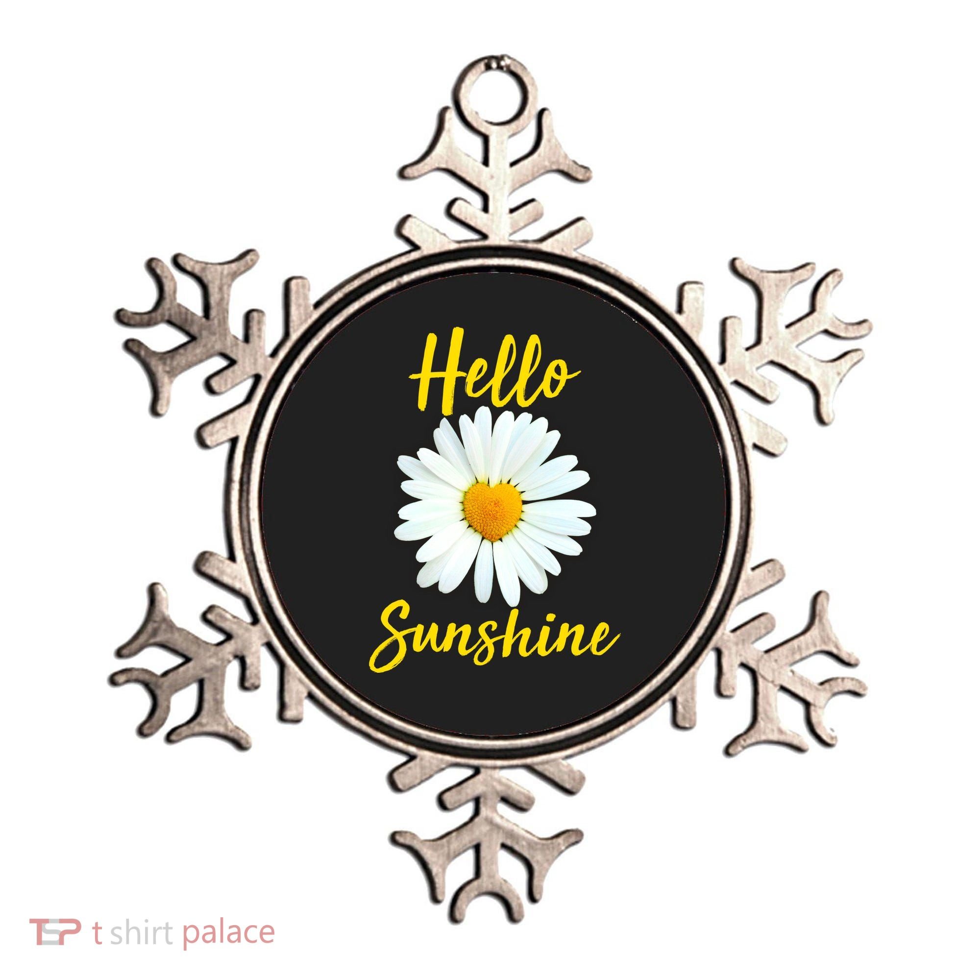 Cute Hello Sunshine Heart Daisy Flower Ornament