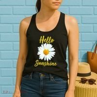 Cute Hello Sunshine Heart Daisy Flower Women's Tank Top thumb 2