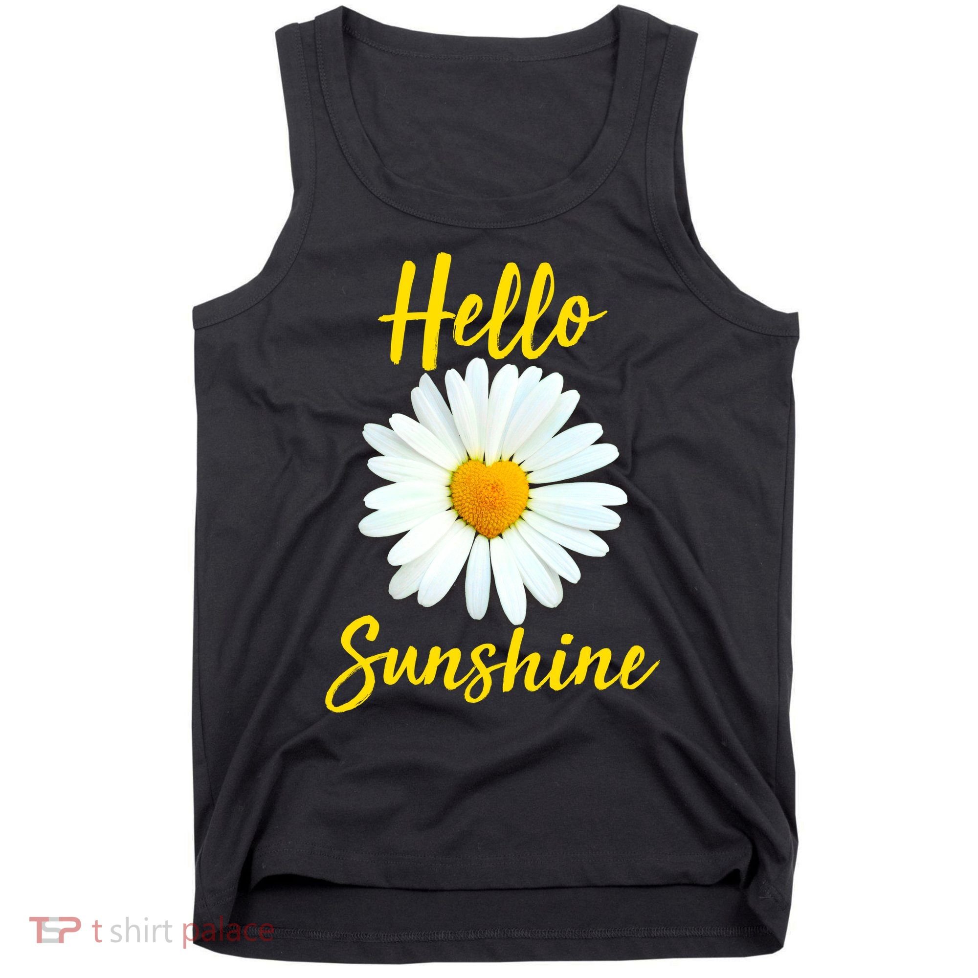 Cute Hello Sunshine Heart Daisy Flower Tank Top