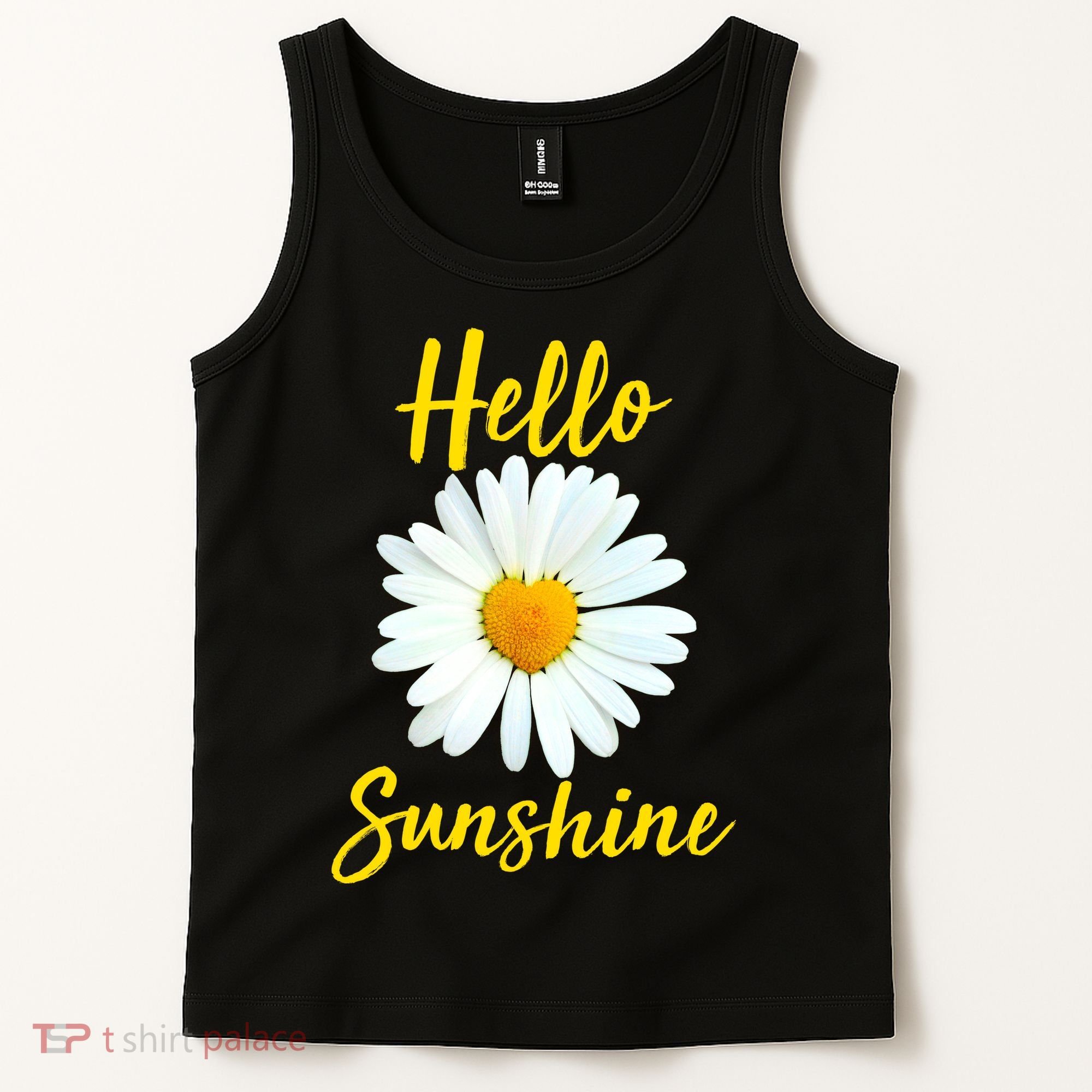 Cute Hello Sunshine Heart Daisy Flower Tank Top