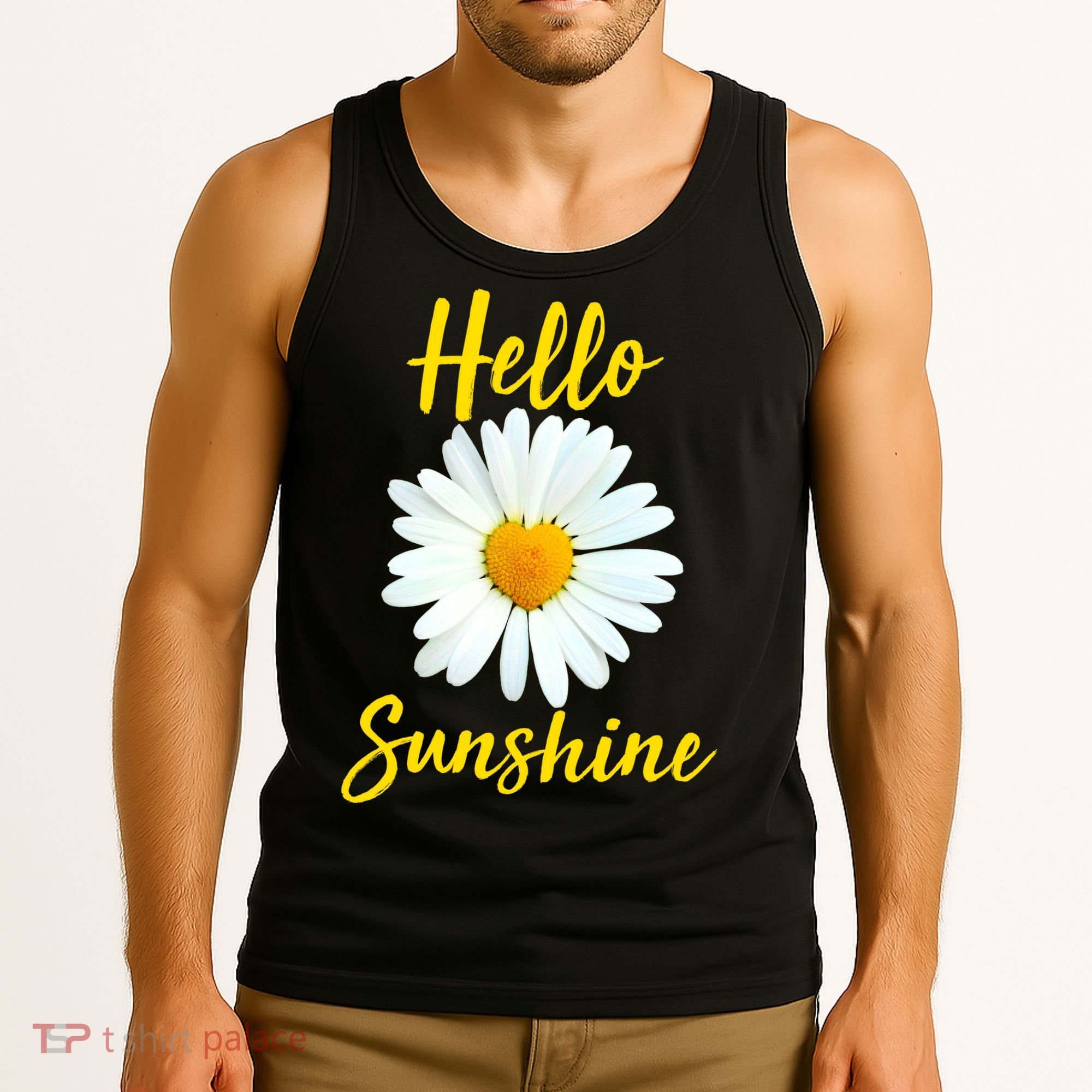 Cute Hello Sunshine Heart Daisy Flower Tank Top